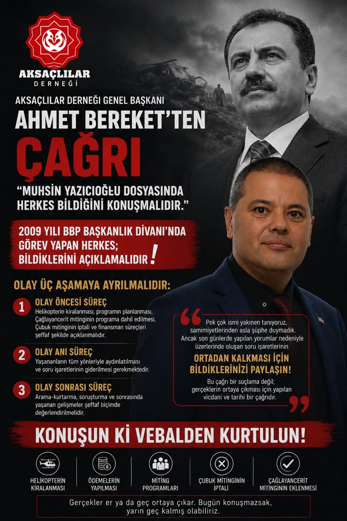 AKSA&Ccedil;LILAR DERNEĞİ GENEL BAŞKANI AHMET BEREKET'TEN &Ccedil;AĞRI